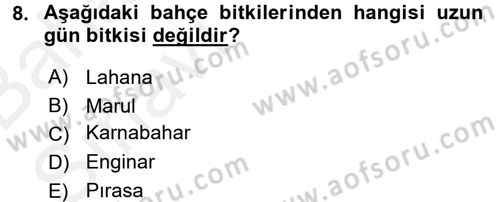 Bahçe Tarımı 1 Dersi 2015 - 2016 Yılı (Vize) Ara Sınav Soruları 8. Soru