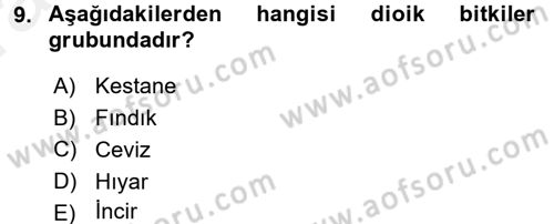 Bahçe Tarımı 1 Dersi 2015 - 2016 Yılı (Vize) Ara Sınav Soruları 9. Soru