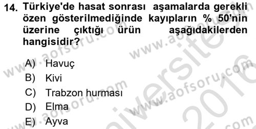 Bahçe Tarımı 1 Dersi 2015 - 2016 Yılı (Final) Dönem Sonu Sınav Soruları 14. Soru