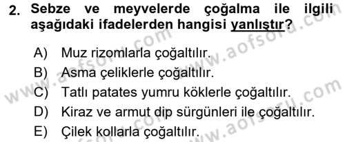 Bahçe Tarımı 1 Dersi 2015 - 2016 Yılı (Final) Dönem Sonu Sınav Soruları 2. Soru