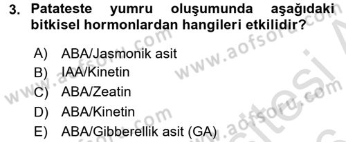 Bahçe Tarımı 1 Dersi 2015 - 2016 Yılı (Final) Dönem Sonu Sınav Soruları 3. Soru