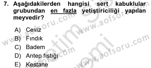 Bahçe Tarımı 1 Dersi 2015 - 2016 Yılı (Final) Dönem Sonu Sınav Soruları 7. Soru