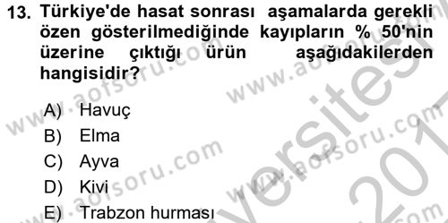 Bahçe Tarımı 1 Dersi 2016 - 2017 Yılı 3 Ders Sınav Soruları 13. Soru