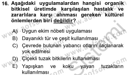 Bahçe Tarımı 1 Dersi 2016 - 2017 Yılı 3 Ders Sınav Soruları 16. Soru