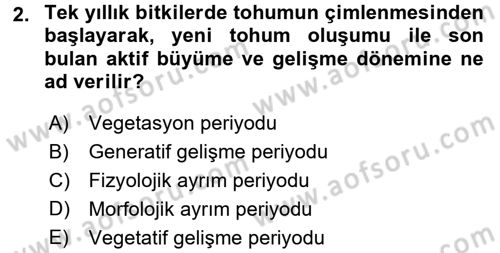 Bahçe Tarımı 1 Dersi 2016 - 2017 Yılı 3 Ders Sınav Soruları 2. Soru