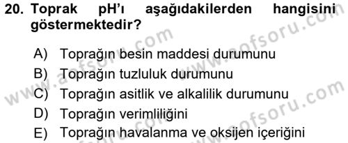 Bahçe Tarımı 1 Dersi 2016 - 2017 Yılı (Vize) Ara Sınav Soruları 20. Soru