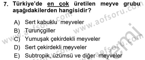 Bahçe Tarımı 1 Dersi 2016 - 2017 Yılı (Vize) Ara Sınav Soruları 7. Soru