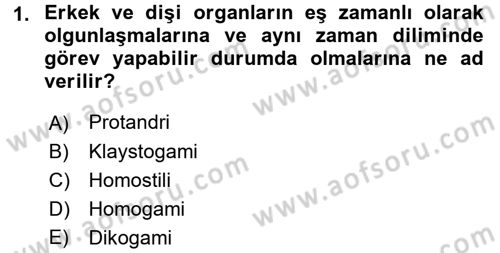 Bahçe Tarımı 1 Dersi 2016 - 2017 Yılı (Final) Dönem Sonu Sınav Soruları 1. Soru