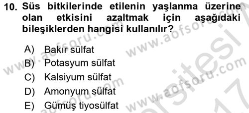 Bahçe Tarımı 1 Dersi 2016 - 2017 Yılı (Final) Dönem Sonu Sınav Soruları 10. Soru
