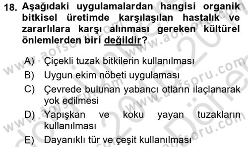 Bahçe Tarımı 1 Dersi 2016 - 2017 Yılı (Final) Dönem Sonu Sınav Soruları 18. Soru