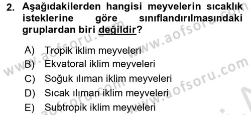 Bahçe Tarımı 1 Dersi 2016 - 2017 Yılı (Final) Dönem Sonu Sınav Soruları 2. Soru