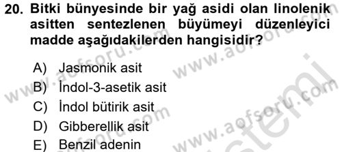 Bahçe Tarımı 1 Dersi 2016 - 2017 Yılı (Final) Dönem Sonu Sınav Soruları 20. Soru
