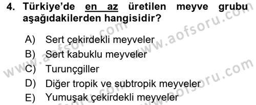 Bahçe Tarımı 1 Dersi 2016 - 2017 Yılı (Final) Dönem Sonu Sınav Soruları 4. Soru