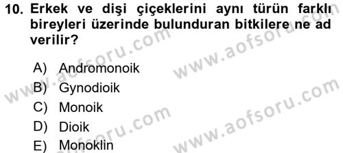Bahçe Tarımı 1 Dersi 2017 - 2018 Yılı 3 Ders Sınav Soruları 10. Soru