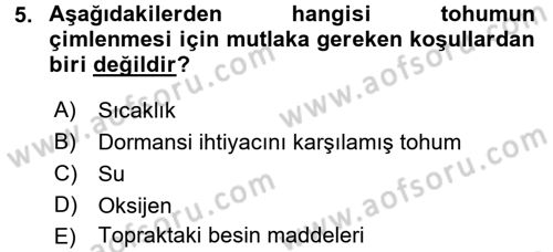Bahçe Tarımı 1 Dersi 2017 - 2018 Yılı 3 Ders Sınav Soruları 5. Soru