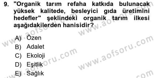 Bahçe Tarımı 1 Dersi 2017 - 2018 Yılı 3 Ders Sınav Soruları 9. Soru