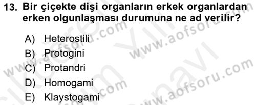 Bahçe Tarımı 1 Dersi 2017 - 2018 Yılı (Vize) Ara Sınav Soruları 13. Soru