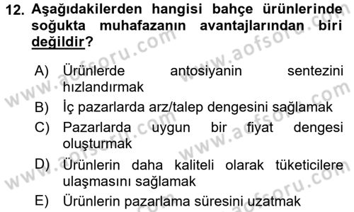 Bahçe Tarımı 1 Dersi 2017 - 2018 Yılı (Final) Dönem Sonu Sınav Soruları 12. Soru