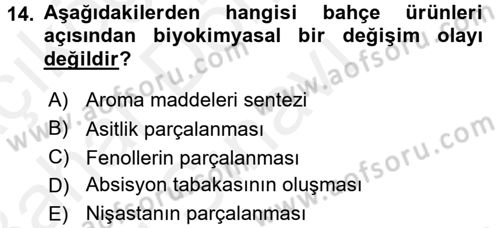 Bahçe Tarımı 1 Dersi 2017 - 2018 Yılı (Final) Dönem Sonu Sınav Soruları 14. Soru