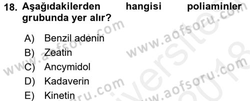 Bahçe Tarımı 1 Dersi 2017 - 2018 Yılı (Final) Dönem Sonu Sınav Soruları 18. Soru