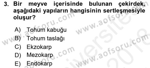 Bahçe Tarımı 1 Dersi 2017 - 2018 Yılı (Final) Dönem Sonu Sınav Soruları 3. Soru