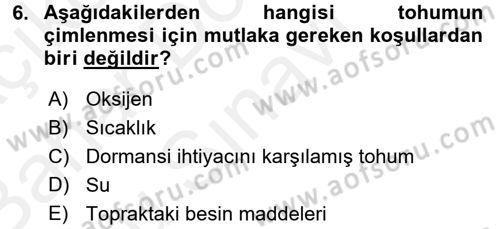 Bahçe Tarımı 1 Dersi 2017 - 2018 Yılı (Final) Dönem Sonu Sınav Soruları 6. Soru