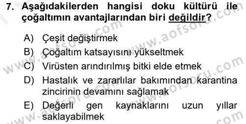 Bahçe Tarımı 1 Dersi 2017 - 2018 Yılı (Final) Dönem Sonu Sınav Soruları 7. Soru