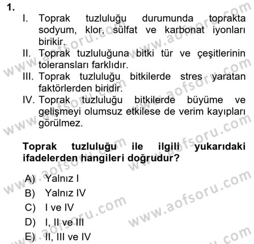 Bahçe Tarımı 1 Dersi 2018 - 2019 Yılı 3 Ders Sınav Soruları 1. Soru