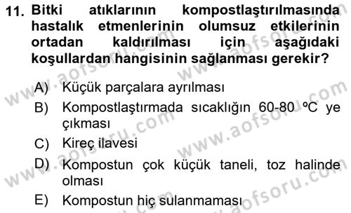 Bahçe Tarımı 1 Dersi 2018 - 2019 Yılı 3 Ders Sınav Soruları 11. Soru