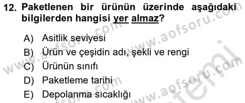 Bahçe Tarımı 1 Dersi 2018 - 2019 Yılı 3 Ders Sınav Soruları 12. Soru
