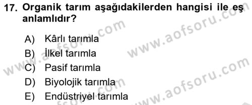 Bahçe Tarımı 1 Dersi 2018 - 2019 Yılı 3 Ders Sınav Soruları 17. Soru
