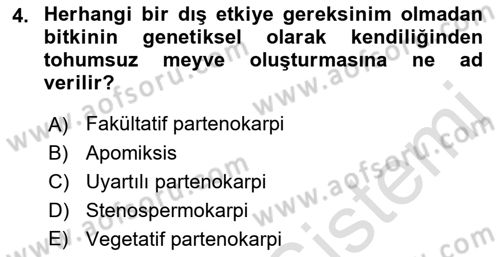 Bahçe Tarımı 1 Dersi 2018 - 2019 Yılı 3 Ders Sınav Soruları 4. Soru
