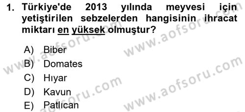 Bahçe Tarımı 1 Dersi 2018 - 2019 Yılı (Vize) Ara Sınav Soruları 1. Soru