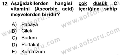 Bahçe Tarımı 1 Dersi 2018 - 2019 Yılı (Vize) Ara Sınav Soruları 12. Soru