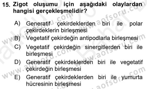 Bahçe Tarımı 1 Dersi 2018 - 2019 Yılı (Vize) Ara Sınav Soruları 15. Soru