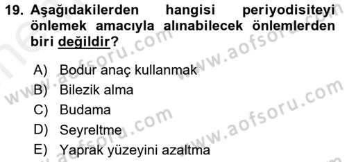 Bahçe Tarımı 1 Dersi 2018 - 2019 Yılı (Vize) Ara Sınav Soruları 19. Soru