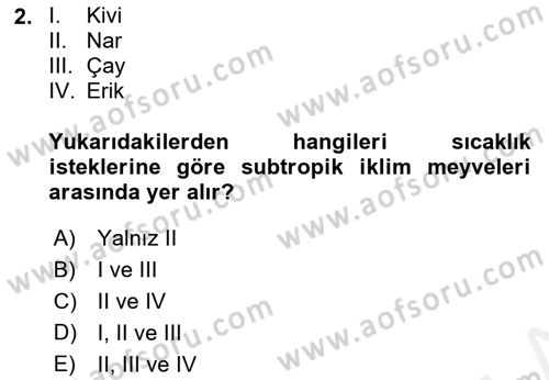 Bahçe Tarımı 1 Dersi 2018 - 2019 Yılı (Vize) Ara Sınav Soruları 2. Soru