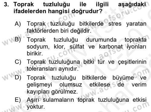 Bahçe Tarımı 1 Dersi 2018 - 2019 Yılı (Vize) Ara Sınav Soruları 3. Soru