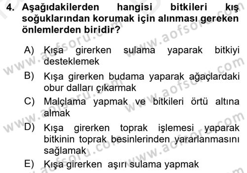 Bahçe Tarımı 1 Dersi 2018 - 2019 Yılı (Vize) Ara Sınav Soruları 4. Soru