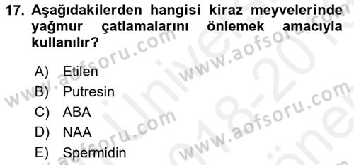 Bahçe Tarımı 1 Dersi 2018 - 2019 Yılı (Final) Dönem Sonu Sınav Soruları 17. Soru