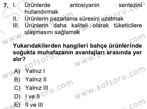 Bahçe Tarımı 1 Dersi 2018 - 2019 Yılı (Final) Dönem Sonu Sınav Soruları 7. Soru