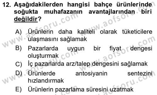 Bahçe Tarımı 1 Dersi 2018 - 2019 Yılı Yaz Okulu Sınav Soruları 12. Soru