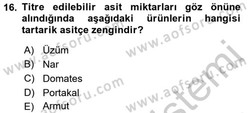 Bahçe Tarımı 1 Dersi 2018 - 2019 Yılı Yaz Okulu Sınav Soruları 16. Soru