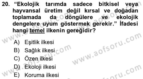 Bahçe Tarımı 1 Dersi 2018 - 2019 Yılı Yaz Okulu Sınav Soruları 20. Soru