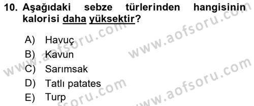 Bahçe Tarımı 1 Dersi 2019 - 2020 Yılı (Vize) Ara Sınav Soruları 10. Soru