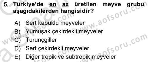 Bahçe Tarımı 1 Dersi 2019 - 2020 Yılı (Vize) Ara Sınav Soruları 5. Soru
