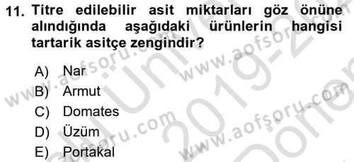 Bahçe Tarımı 1 Dersi 2019 - 2020 Yılı (Final) Dönem Sonu Sınav Soruları 11. Soru