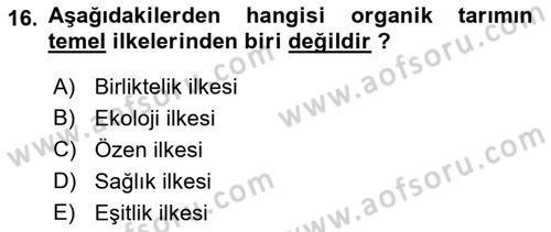 Bahçe Tarımı 1 Dersi 2019 - 2020 Yılı (Final) Dönem Sonu Sınav Soruları 16. Soru