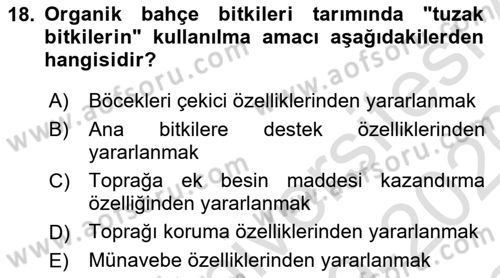 Bahçe Tarımı 1 Dersi 2019 - 2020 Yılı (Final) Dönem Sonu Sınav Soruları 18. Soru