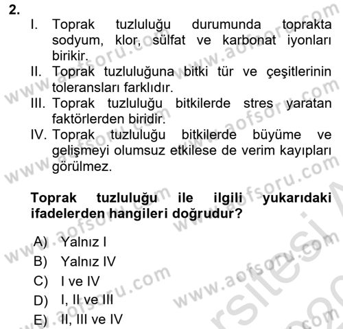 Bahçe Tarımı 1 Dersi 2019 - 2020 Yılı (Final) Dönem Sonu Sınav Soruları 2. Soru